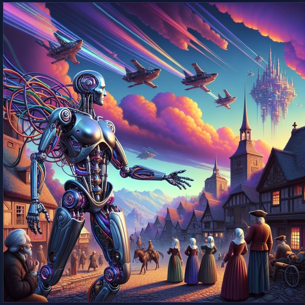 Cyborg Disrupts 18th-Century Village in Fantastical Design