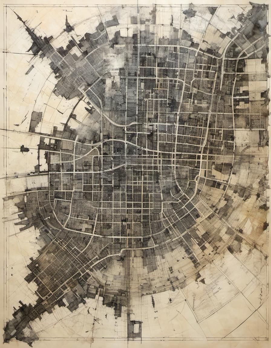 Vibrant Ancient Map in Rough Charcoal Sketch Style