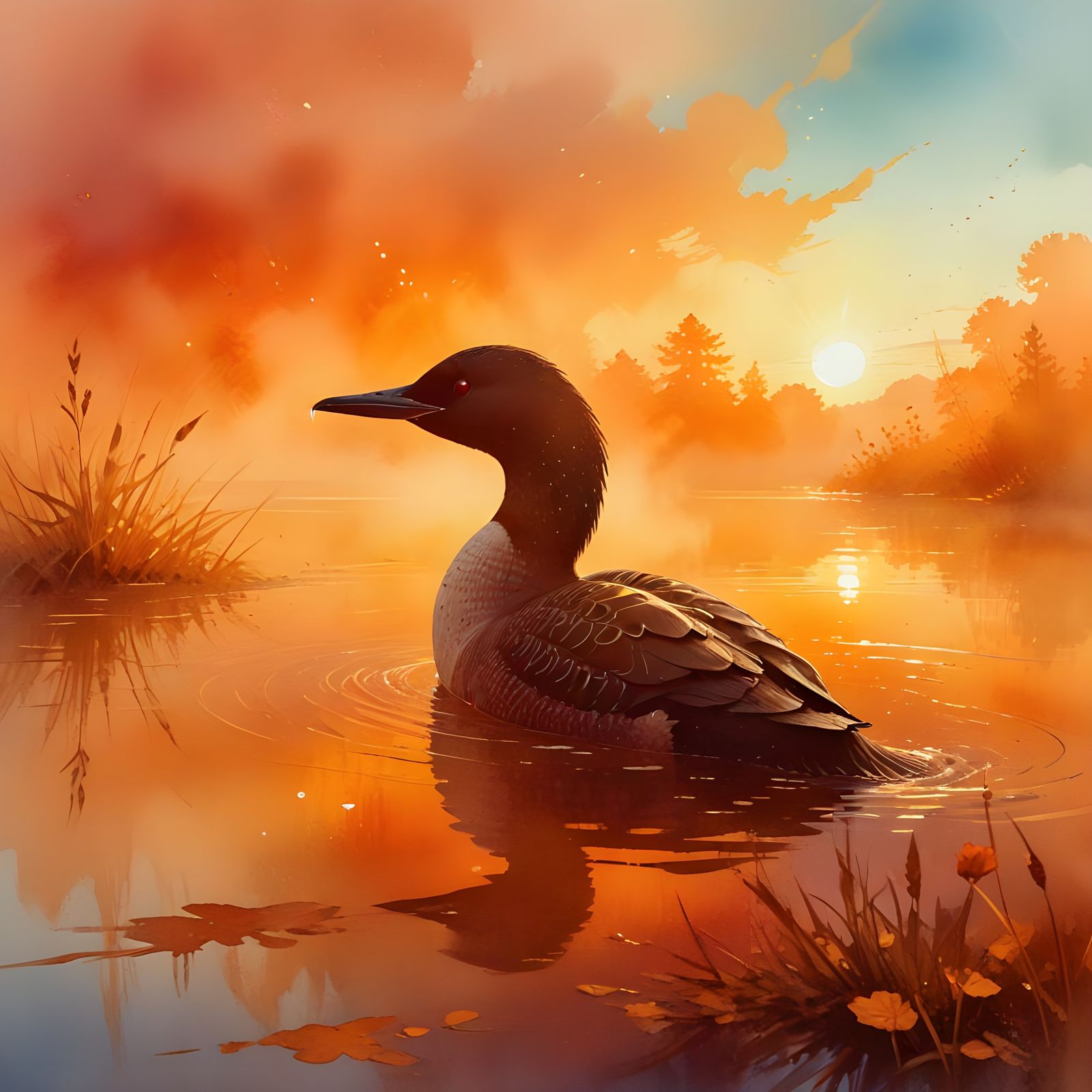 Solitary Loon in Ethereal Fog