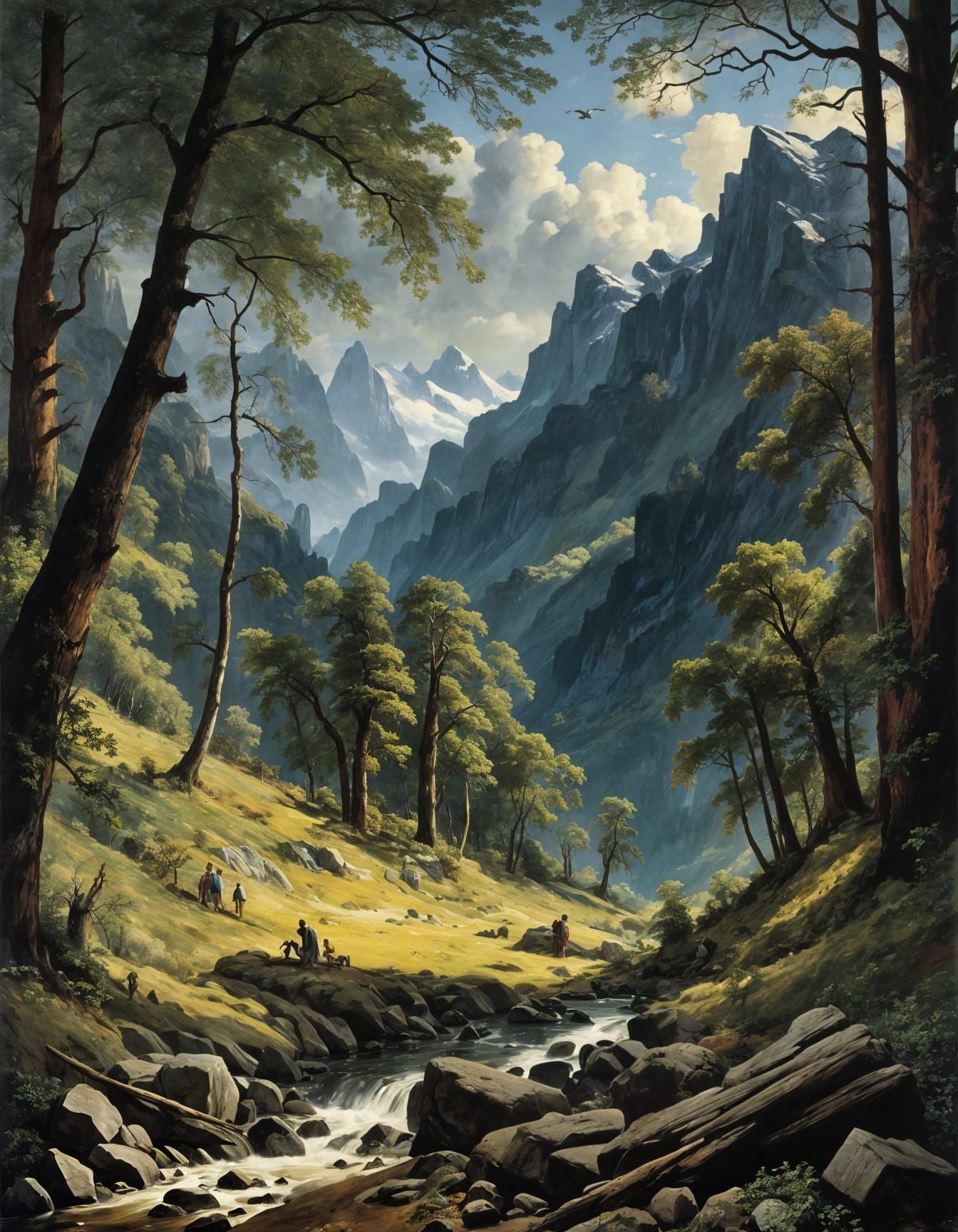 Romantic Valley Landscape Painting