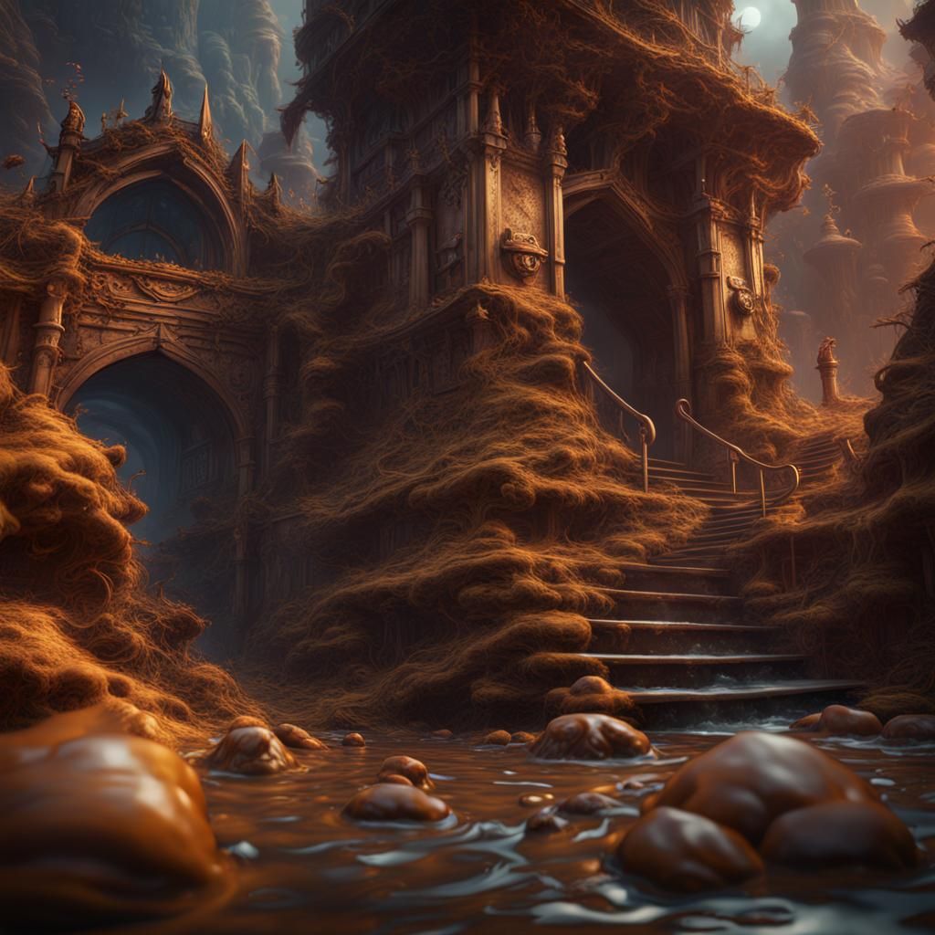 Fantastical Detailed Matte Painting of Poop