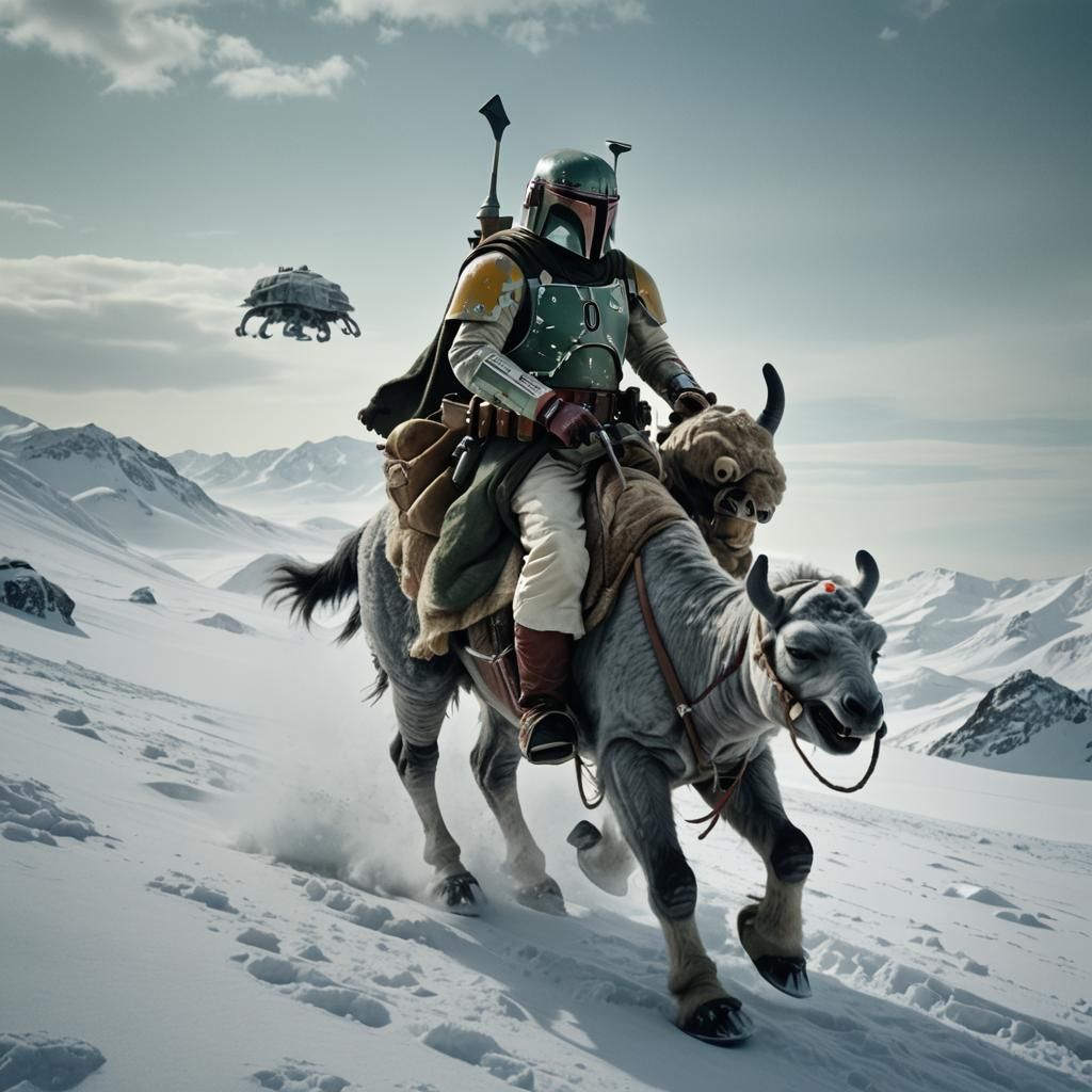 Boba Fett on Tauntaun: Cinematic Star Wars Scene