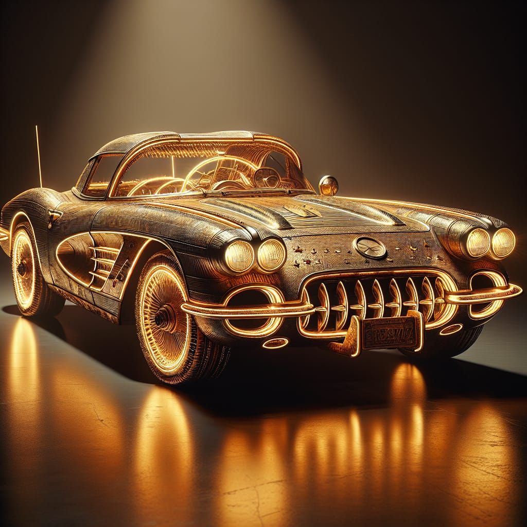 Steampunk Corvette: Electroluminescent Brass Platonic Solids