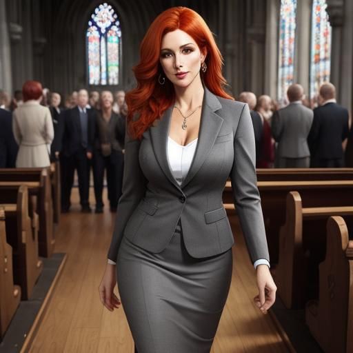 Photorealistic Portrait of Woman in Church