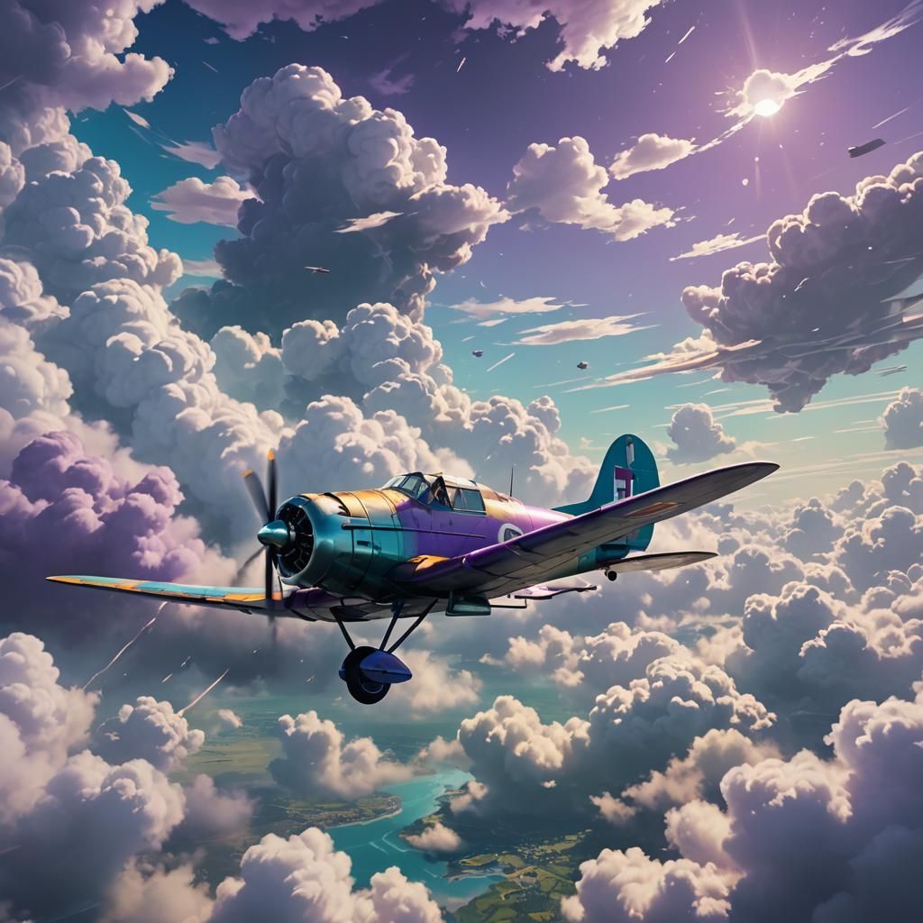 Saint-Exupéry Soaring Through Clouds: Splash Art