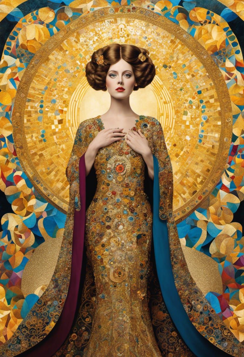 Golden Portrait in Austrian Secession Style