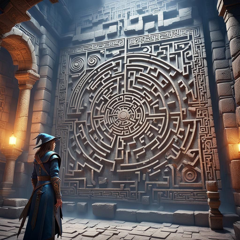 Warrior and Sorceress Discover Maze in Ancient Ruins