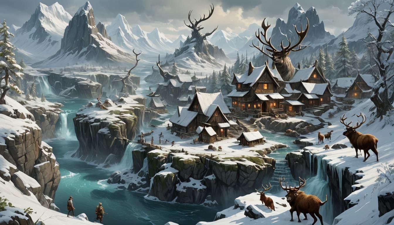Antlered Guardians of Nordthra: Norse Mythology