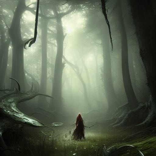 Contess in Dark Fantasy Forest Concept Art