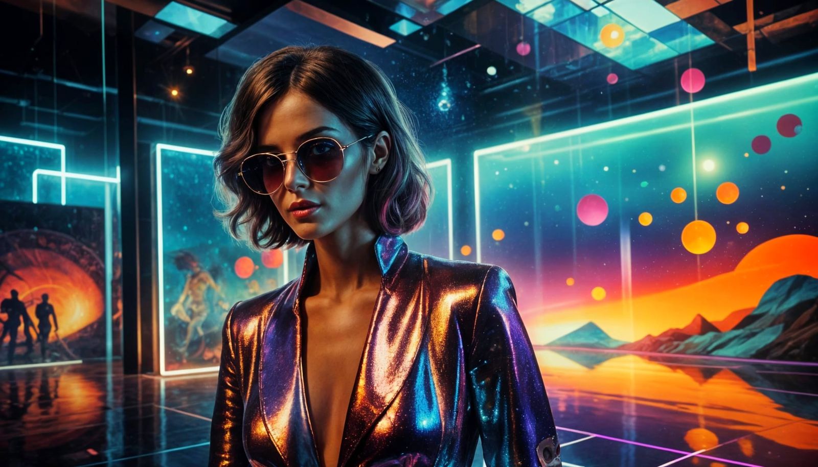 Vibrant Disco Dreamscape in Oil-Color Glazing Style