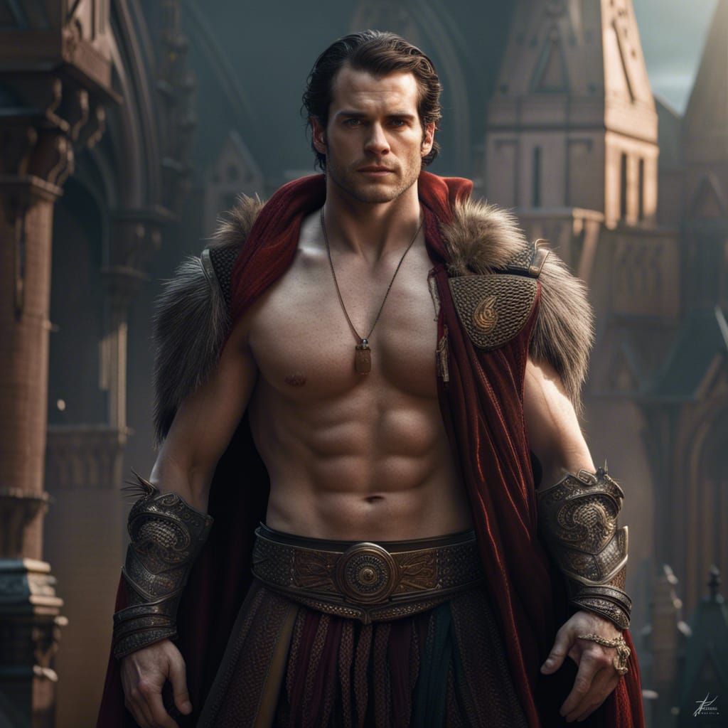 Muscular Man with Abs: Detailed Matte Painting