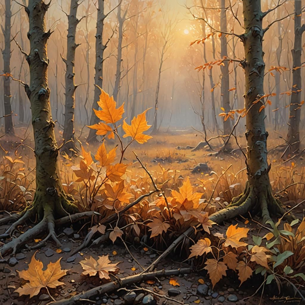 Autumn's First Frost: A Vivid Oil Painting