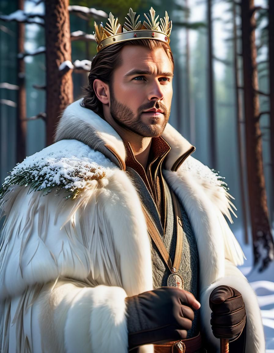 Narnian King Portrait in Winter Forest