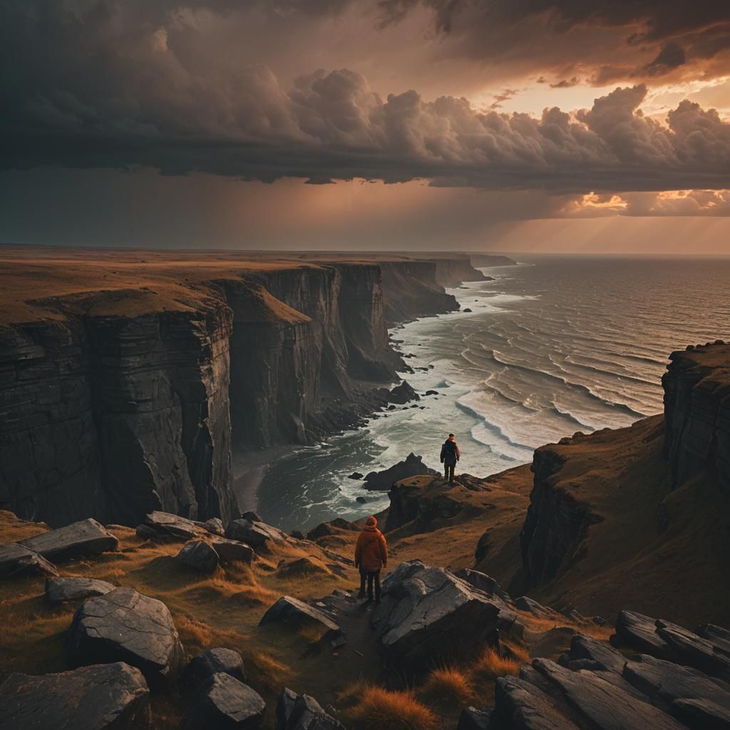 Epic Cinematic Landscape with Lone Figure