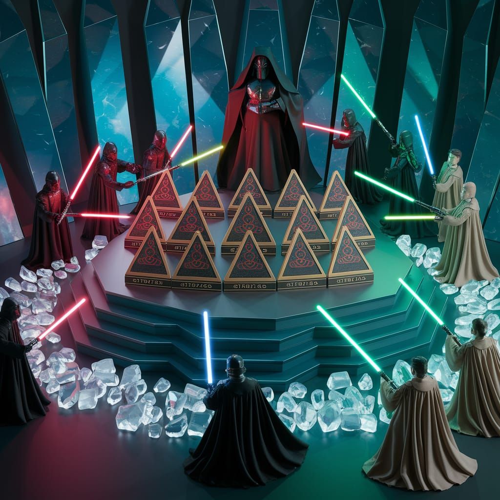 Surreal Lightsaber Clash in Ancient Kyber Crystal Caves