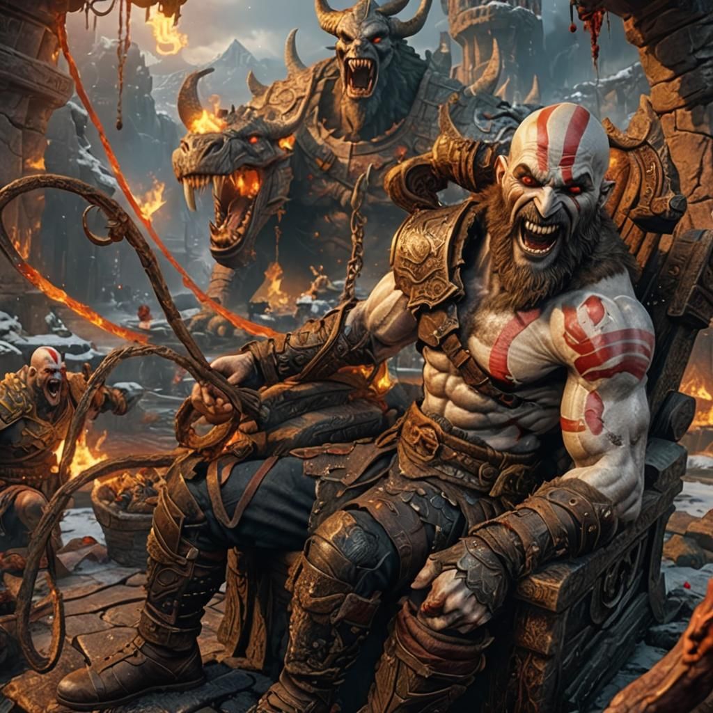 God of War Laughing on Vacation in Hell