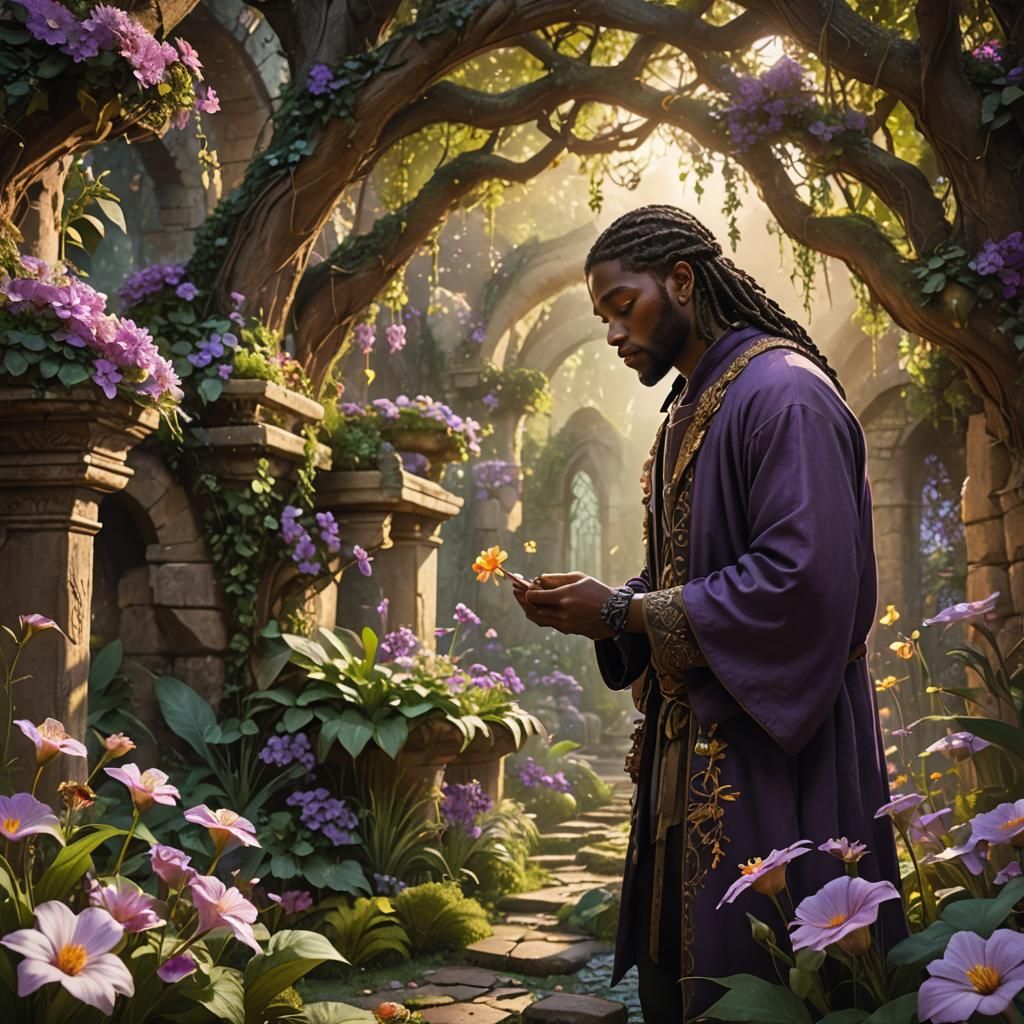 Mystical Garden: Fantasy Art of Quavante Smelling Flowers