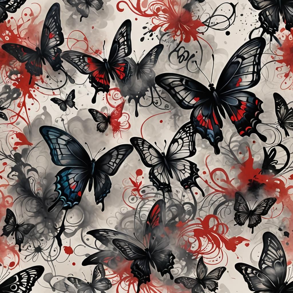 Calligraphy Smoke Butterfly in Street Art Style