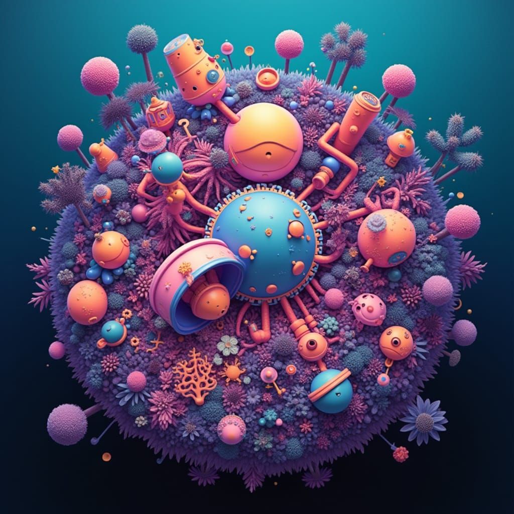 Vibrant Compound with Futuristic Organic Architecture