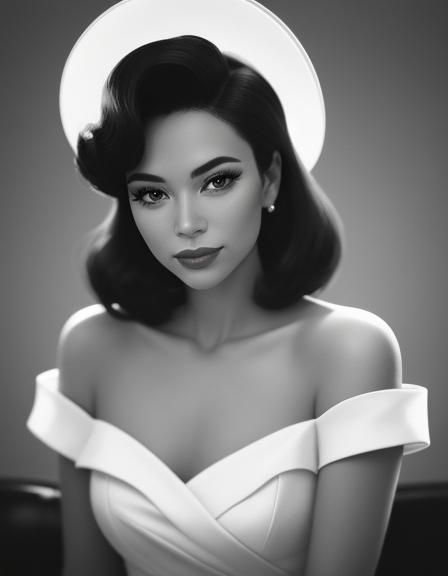 Vintage Hollywood Woman in Black and White