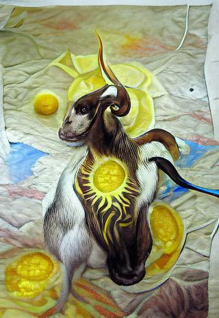 Capricorn Zodiac Constellation in Dark Blue Night Sky