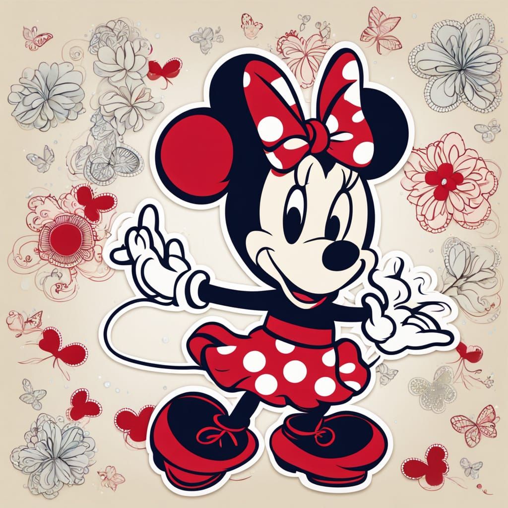 Minnie Mouse in Whimsical Cartoon Style