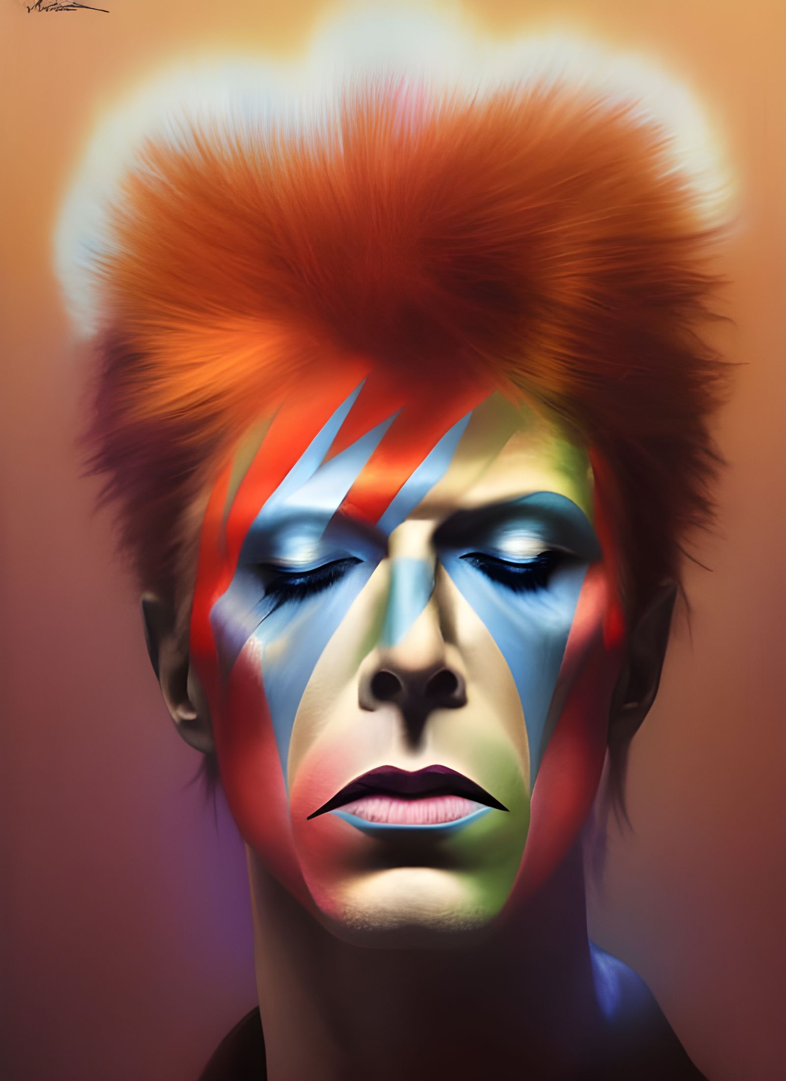 David Bowie Portrait in Watercolor Style