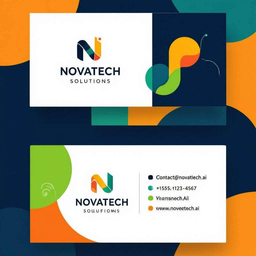 NovaTech Solutions Business Card with Abstract Tech Logo