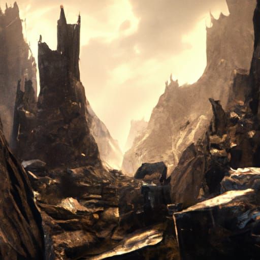 Fantastical Rocky Landscape in Detailed Matte Painting