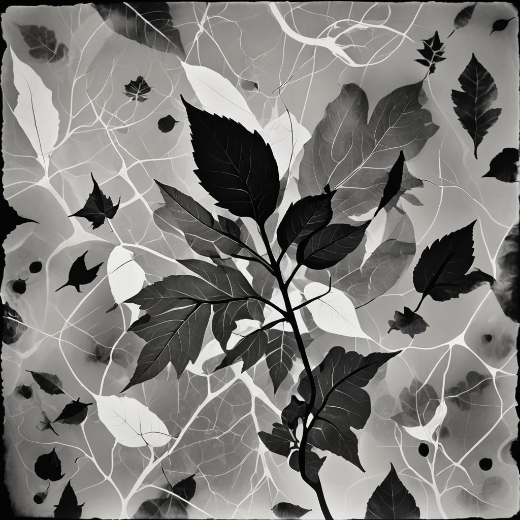 Eerie Photogram of Surreal Objects in Black and White