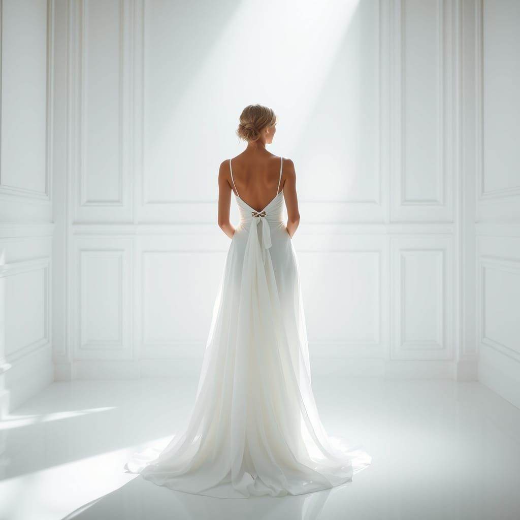 Ethereal White Woman in Radiant Art Nouveau Style