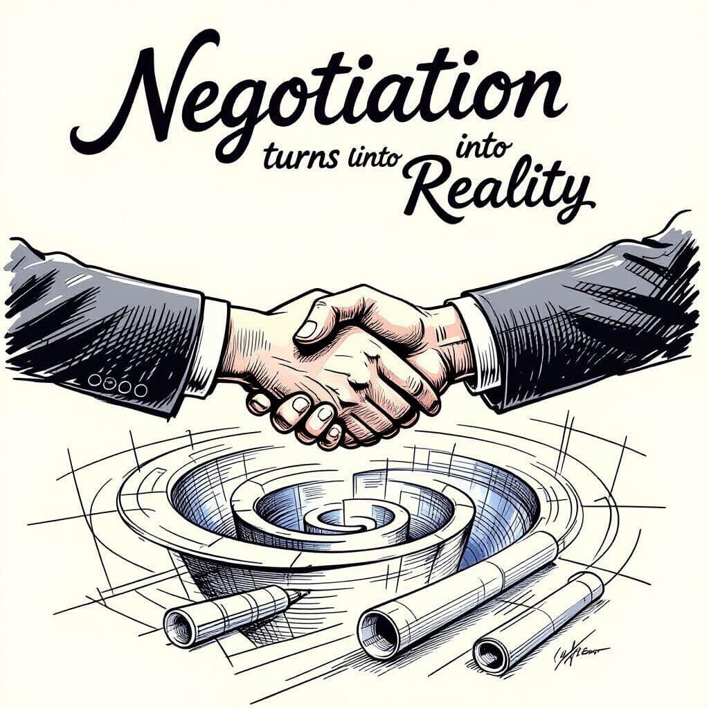 Hand-Drawn Sketch Poster: Negotiation Turns Vision Into Real...