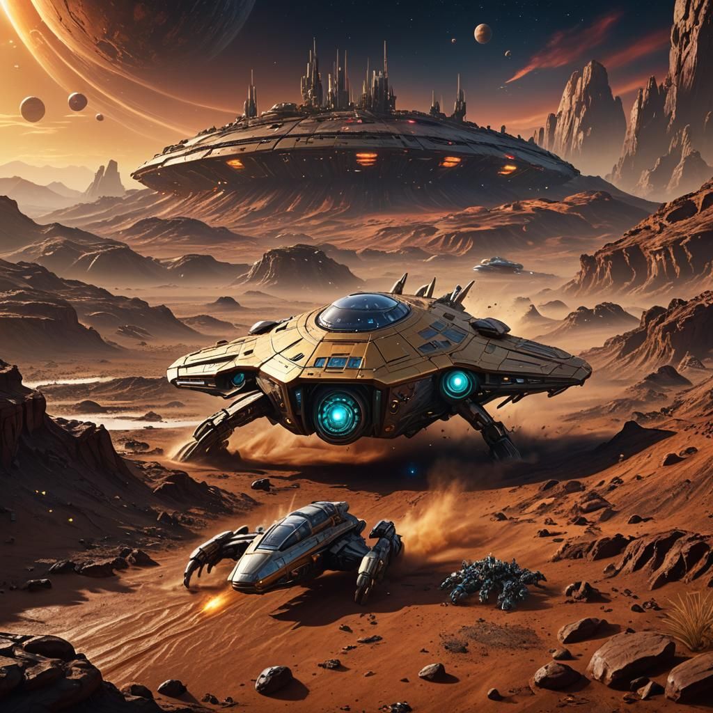 Epic Alien Invasion on Mars: Fantasy Concept Art