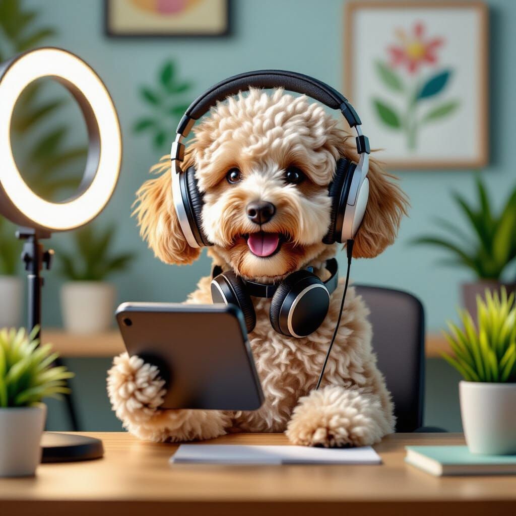 Gen Z Labradoodle Vlogging: Photorealistic Digital Art