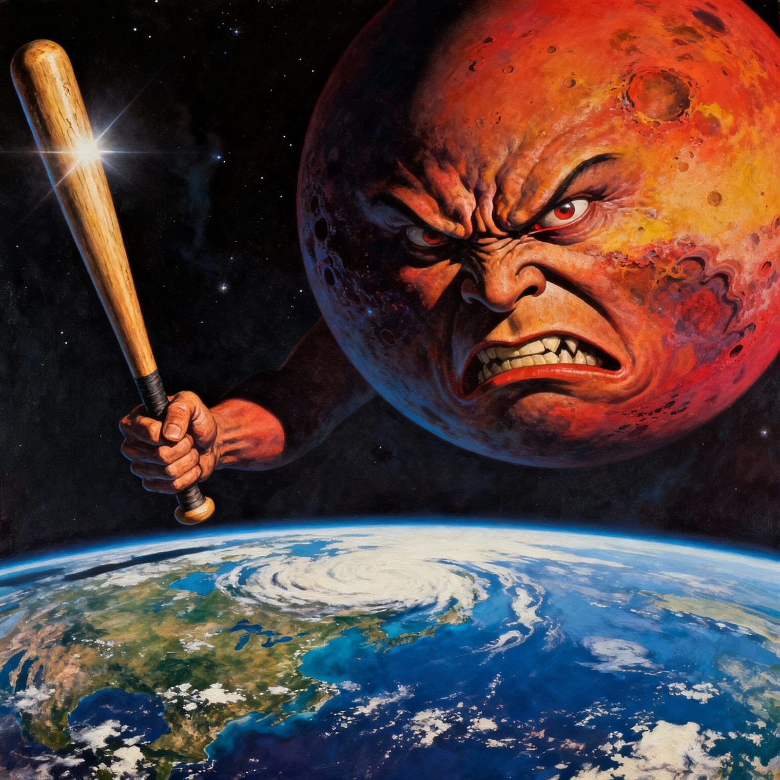 Angry Planet Threatens Earth With Baseball Bat