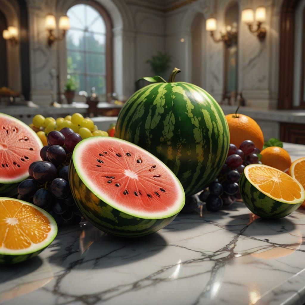 Hyper-Realistic Watermelon Paradise in Vibrant 3D