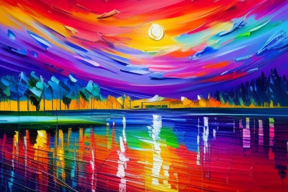 Iridescent Landscape in Hyperrealistic Acrylic Painting