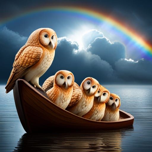 Rainbow Owls Fill Noah's Ark