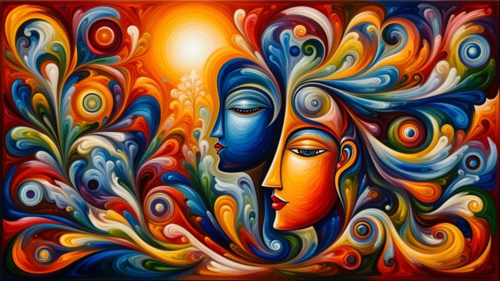 Vibrant Indian Scene in Abstract Style