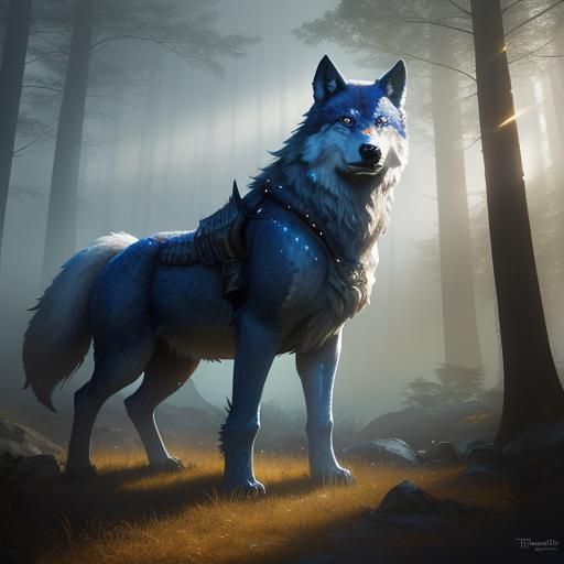 Majestic Wolf on Mystical Mountain in Oil Painting Style