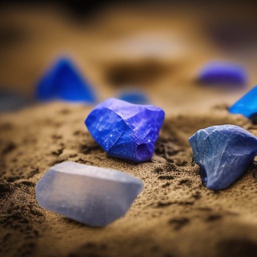 Precious stones on sand