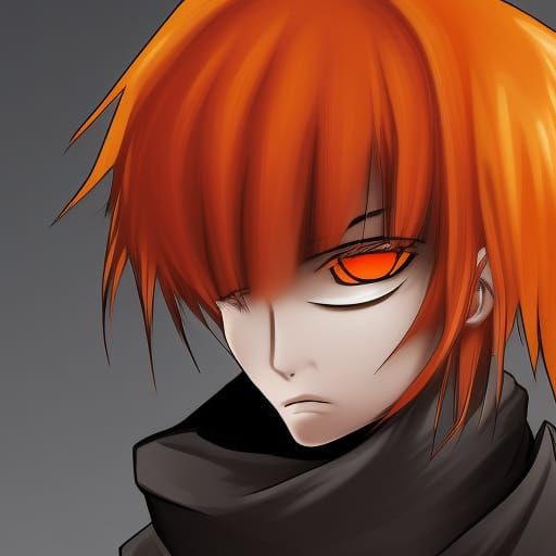 Anime Boy with Fiery Hair and Intense Gaze