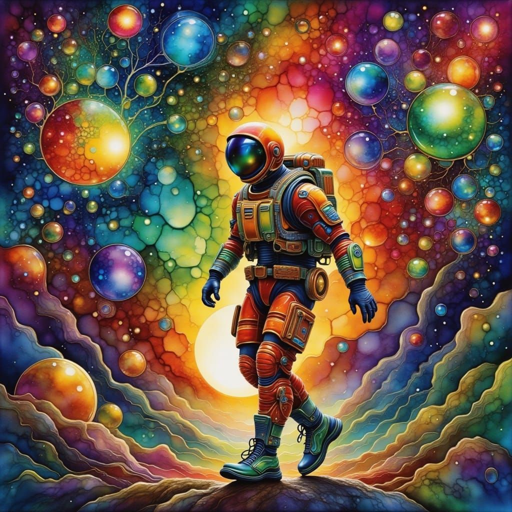 Spacewalker in Zero Gravity