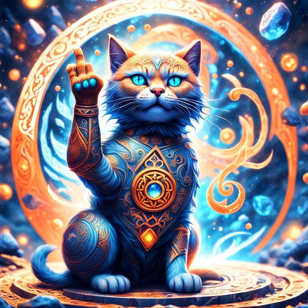 Surreal Fantasy Cat Shows Middle Finger in 8k