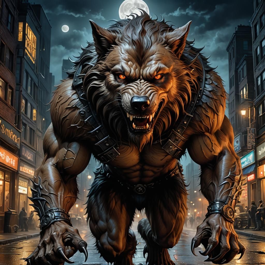 Ferrous Werewolf Ready to Attack in Enki Bilal Style