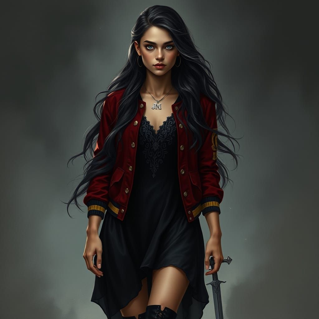 Enigmatic Teenage Girl Embracing Mystical Foresight in Cyber...