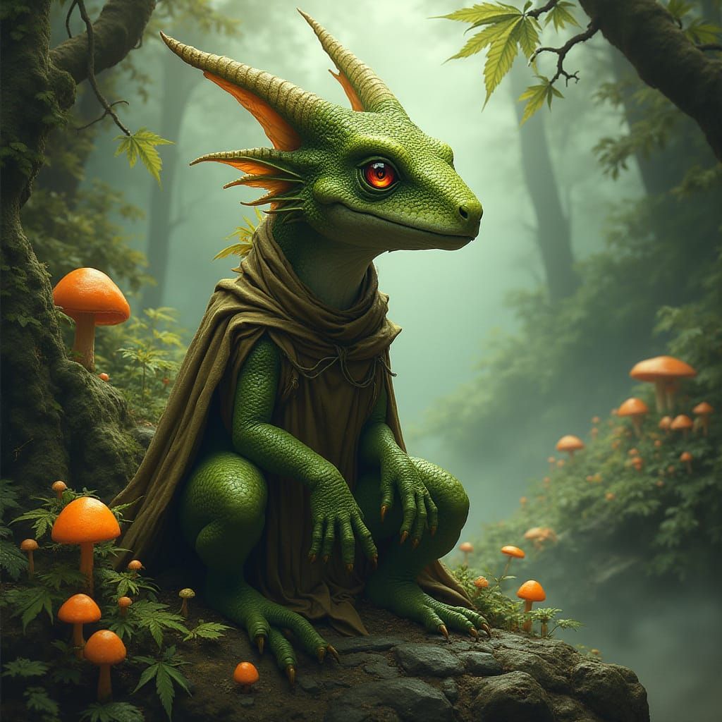 Mystical Dragon-Lizard Hybrid Embodies Wisdom in Vibrant For...