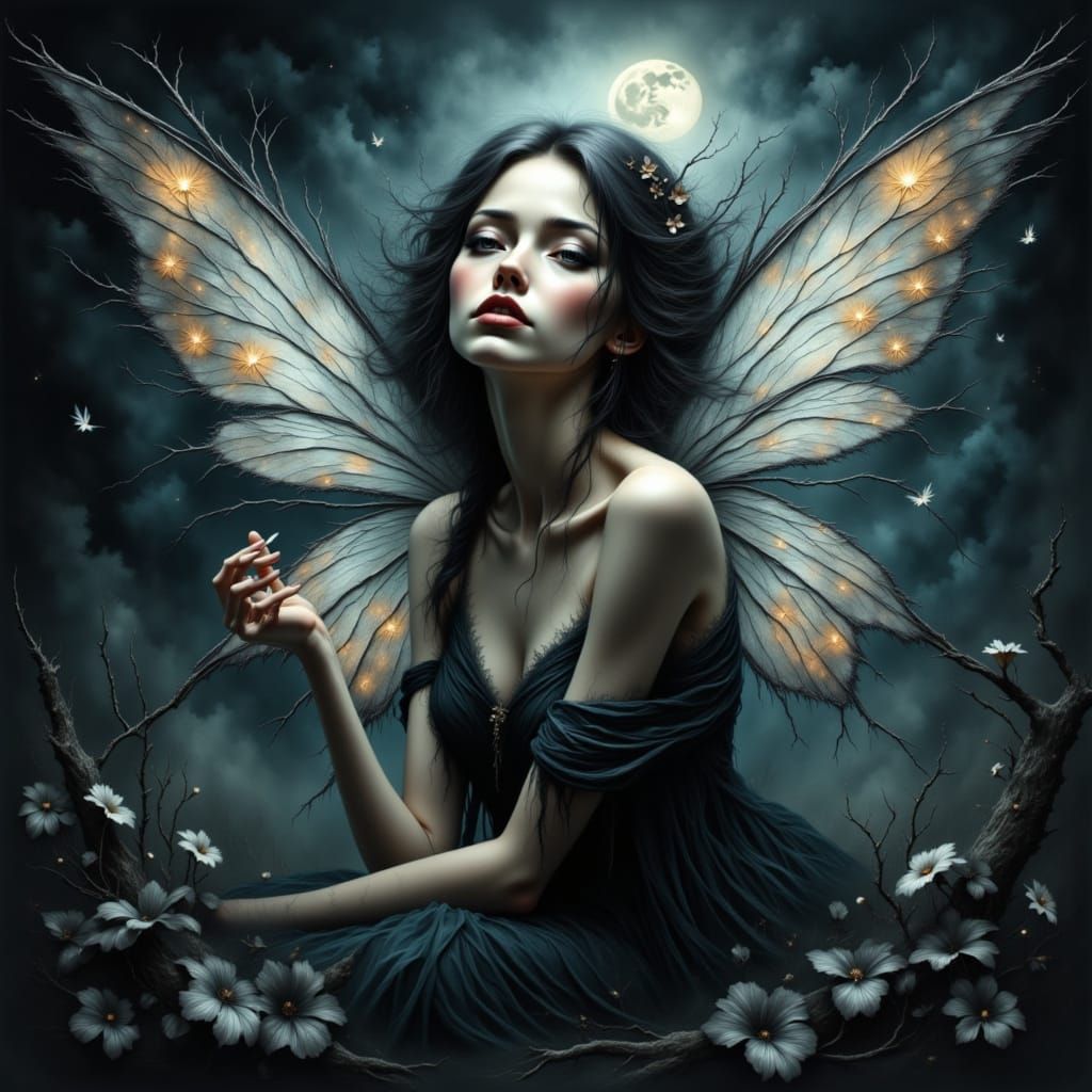 Mystical Dark Fairy Portrait in 8K