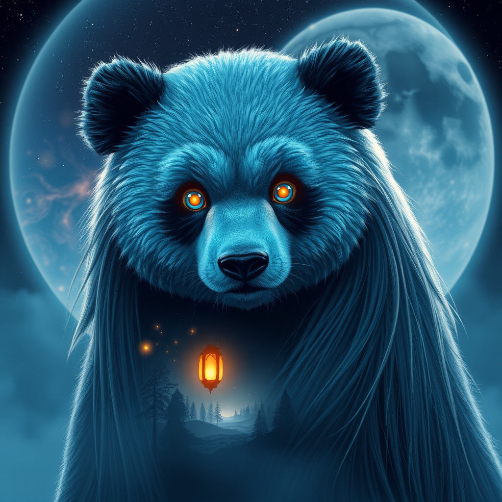 Ethereal Panda Bear in Cosmic Landscape
