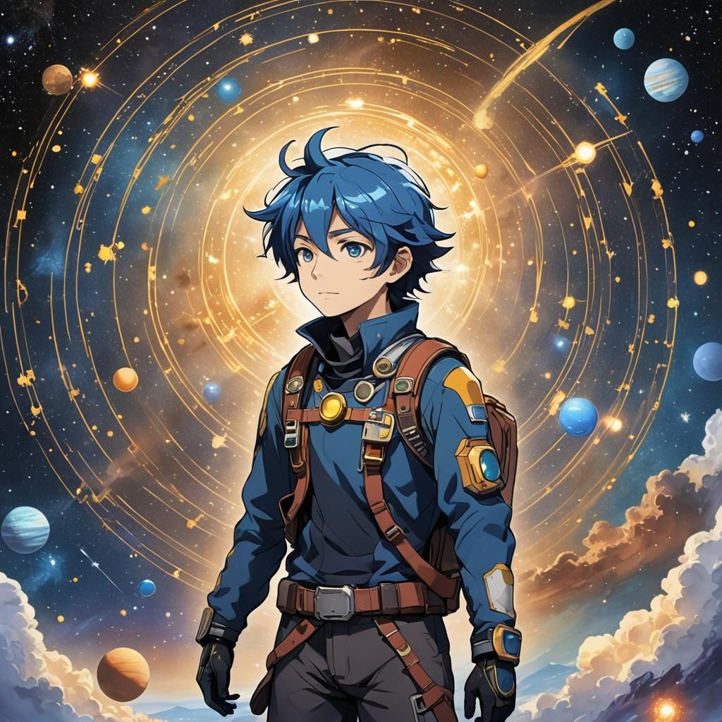 Anime Boy Kaito, Nebula Nomad in Space